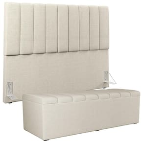 Kit Cabeceira Casal Queen 160cm C/Calçadeira Baú Champagne