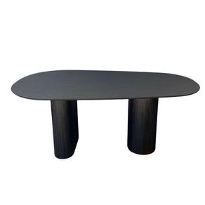Mesa De Jantar Orgânica 198x122cm Com Duas Bases Cor ébano