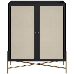 Armário Bar Para Sala 2 Portas 93cm Industrial Indy A03 Nero Dourado