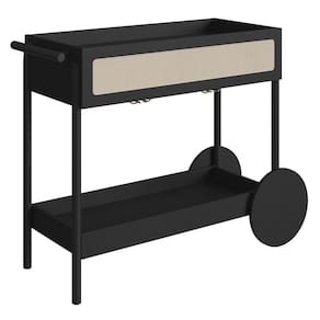 Carrinho Bar 1 Gaveta Porta Taças Pé Metal Arlo A10 Nero-preto - Mpozenato