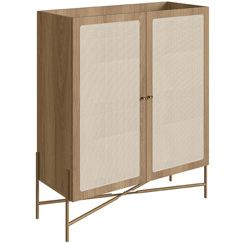 Armário Bar Para Sala 2 Portas 93cm Industrial Indy A03 Hanover Dourado