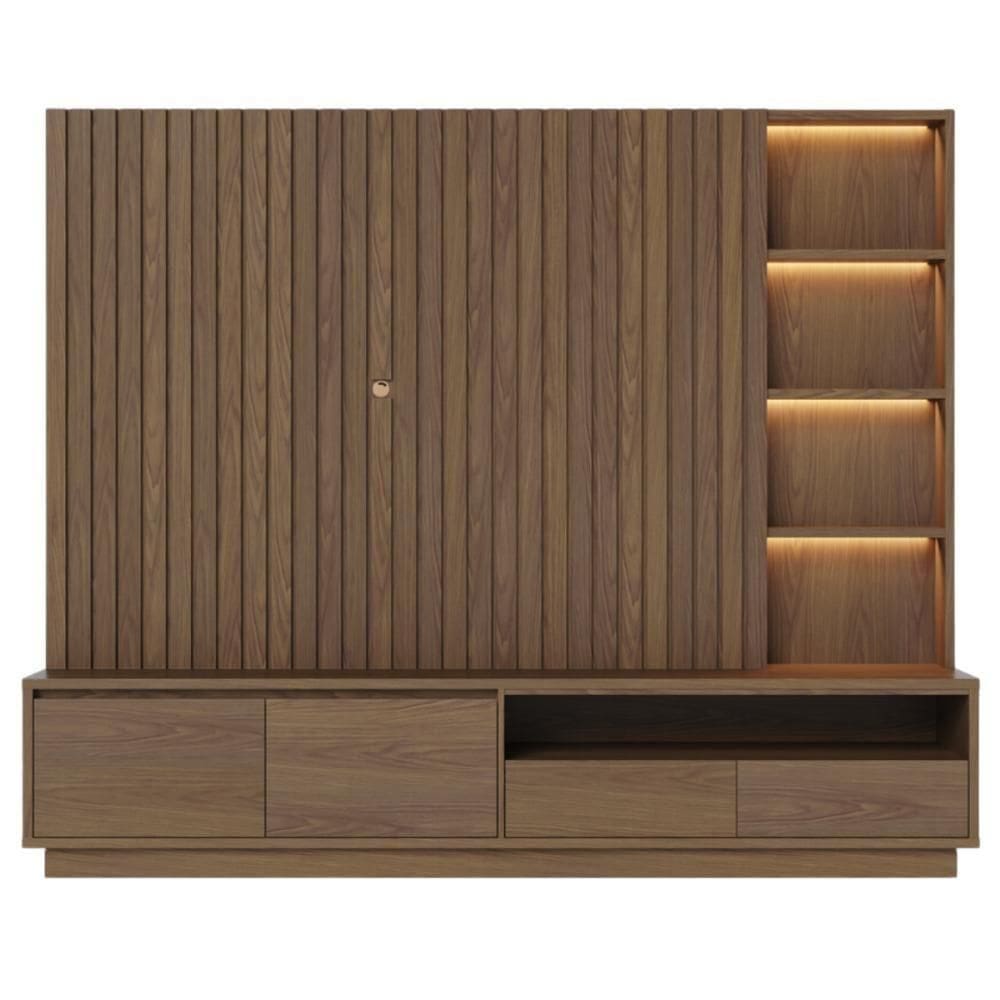 Home Frisado Para Tvs De 82 Com Led Marselha Amendoa