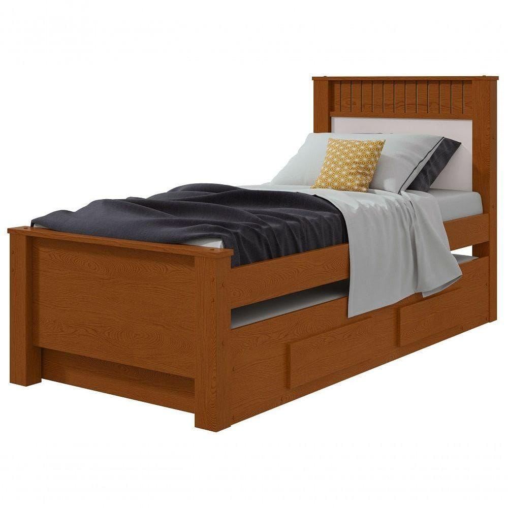 Cama Solteiro Bibox 2 Gavetas Athenas Frassino Off White