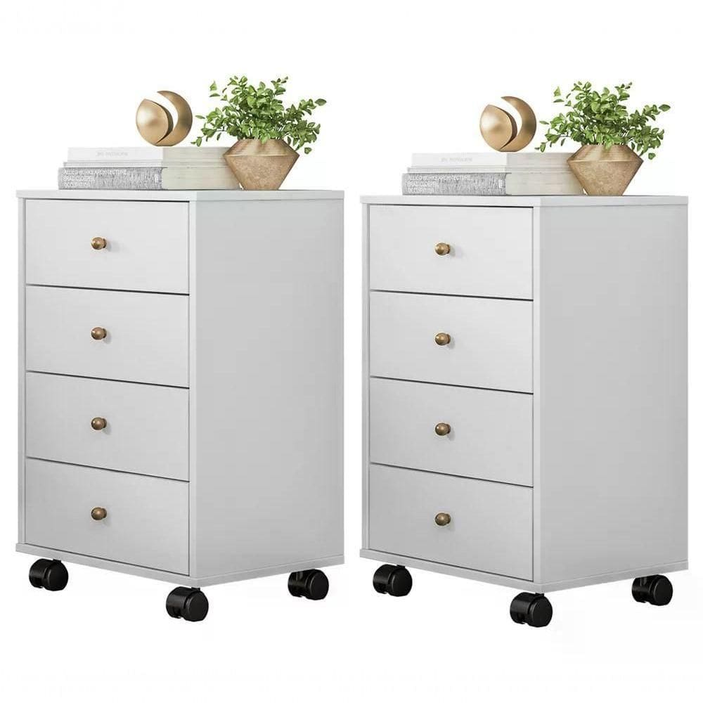 Kit Com 02 Mesa De Cabeceira Presence 9070 Branco Demobile B