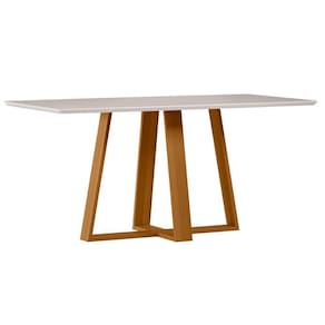 Mesa De Jantar Para 4 Lugares 1,70m Lectus Tampo Em Mdf Com Vidro Ypê Off White