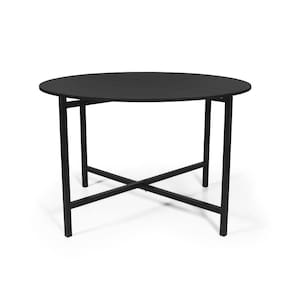 Mesa De Jantar 4 Lugares Redonda Dobrável Prática Preta - Straub Web