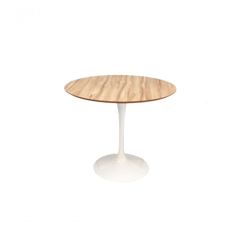 Mesa De Jantar Tulipa Redonda 120cm - Nogueira Branco