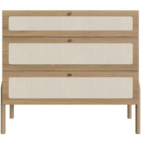 Cômoda Com 03 Gavetas Para Quarto Closet Pés Madeira Moss A03 Hanover Roble