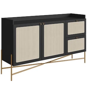 Aparador Buffet Para Sala De Jantar 139cm Industrial Indy A03 Nero Dourado