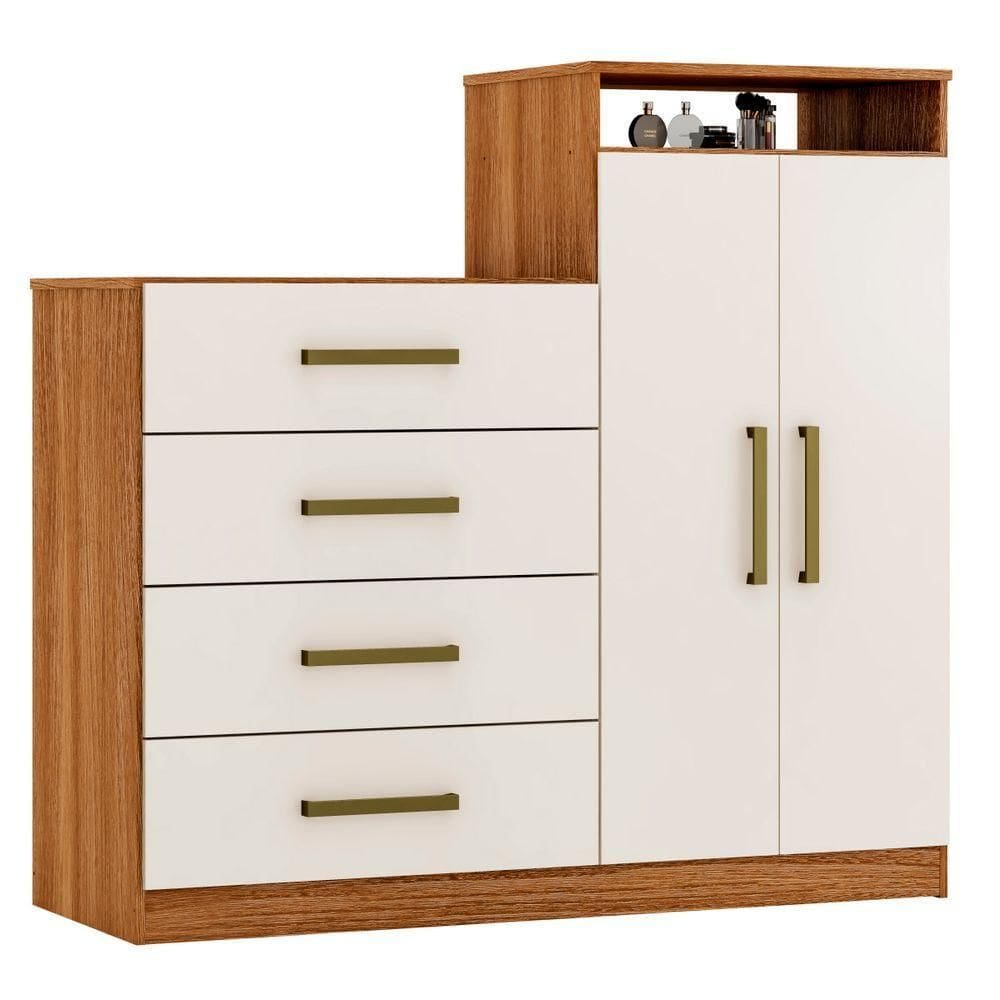 Cômoda Com 2 Portas E 4 Gavetas Aurea Amendola Touch/off White - Demóbile
