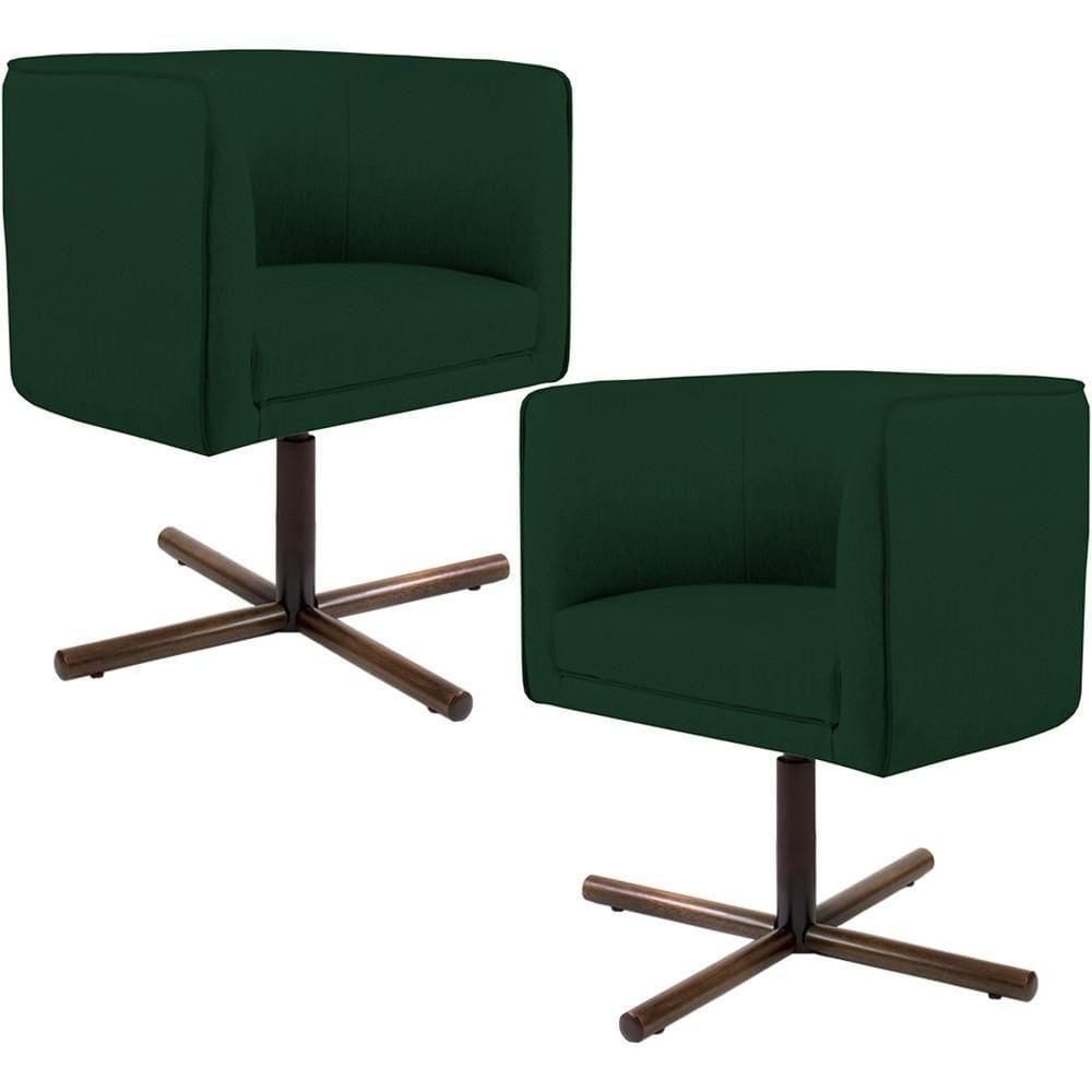 Kit 02 Poltronas Betina D02 Veludo Verde Musgo C-303