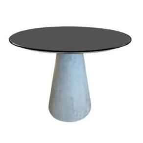Mesa De Jantar Cone Cimento Queimado 90 Cm Tampo Laqueado Cor Preto