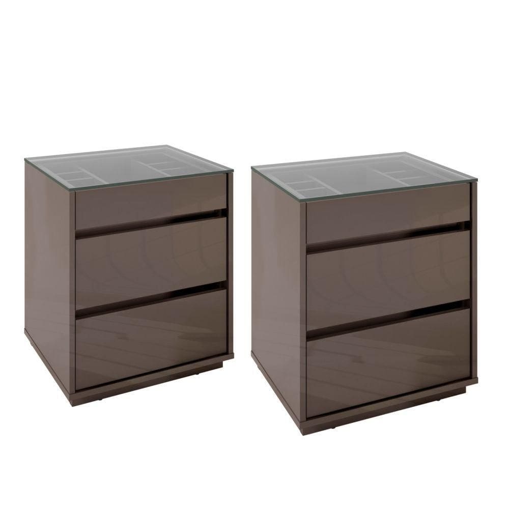 Conjunto Mesas De Cabeceira Suellen Cinza