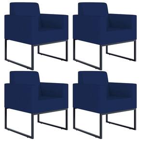 Kit 04 Poltronas Helô L02 Suede Azul Marinho