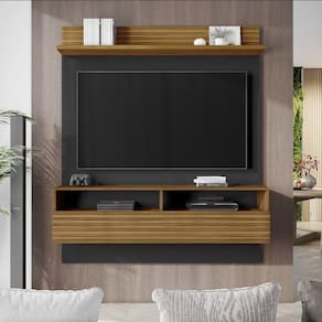 Painel Para Tv Até 55 Polegadas Nt1165 Notável Preto Tx/ Freijó Trend