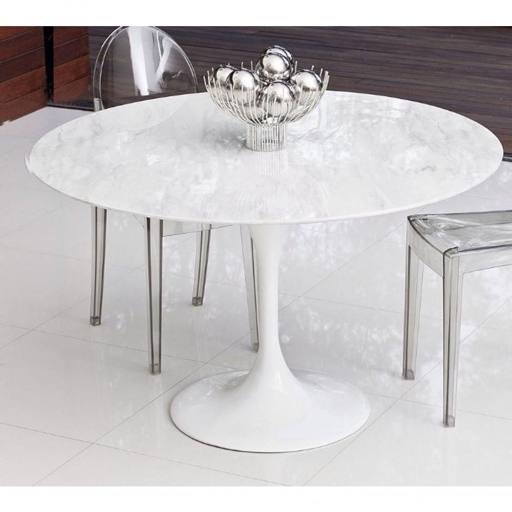 Mesa De Jantar Tulipa Redonda 110cm Mármore Branco