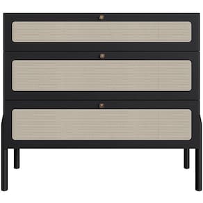 Cômoda Com 03 Gavetas Para Quarto Closet Pés Madeira Moss A03 Nero Preto