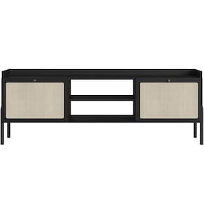 Rack Para Sala De Estar Tv 65 Pol 183cm Pés Madeira Moss A03 Nero Preto