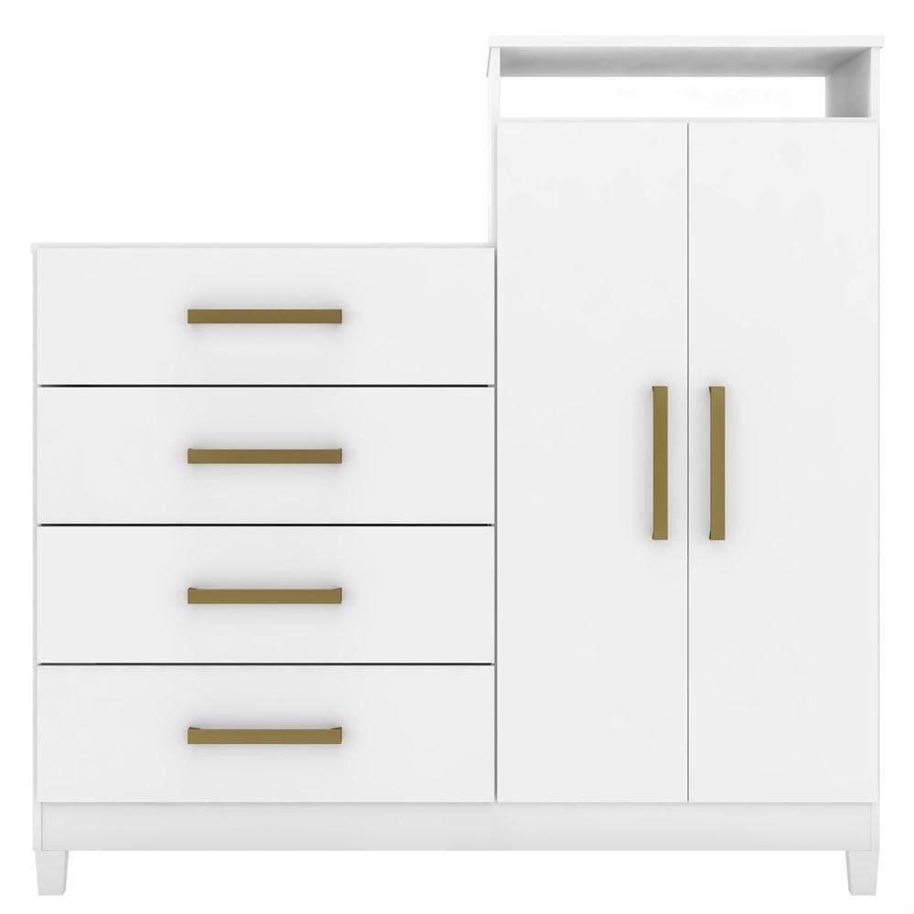 Cômoda 2 Portas E 4 Gavetas áurea Com Pés - Branco - Demóbile