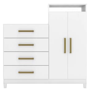 Cômoda 2 Portas E 4 Gavetas áurea Com Pés - Branco - Demóbile