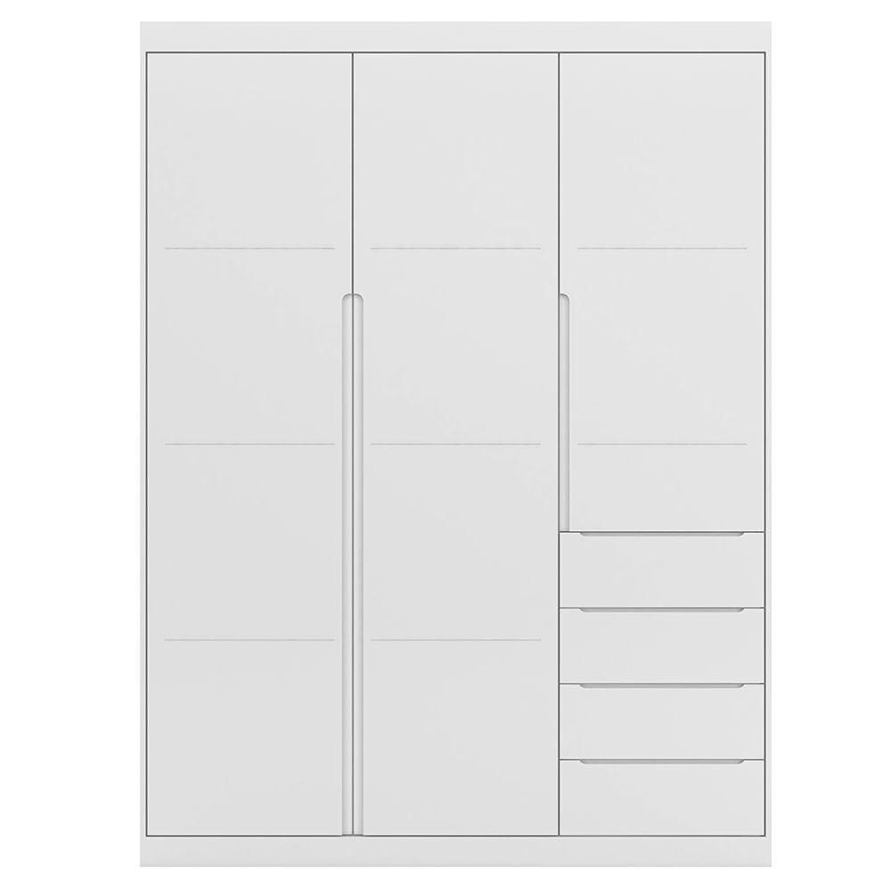 Guarda Roupa Infantil 3 Portas 4 Gavetas Pérola Branco