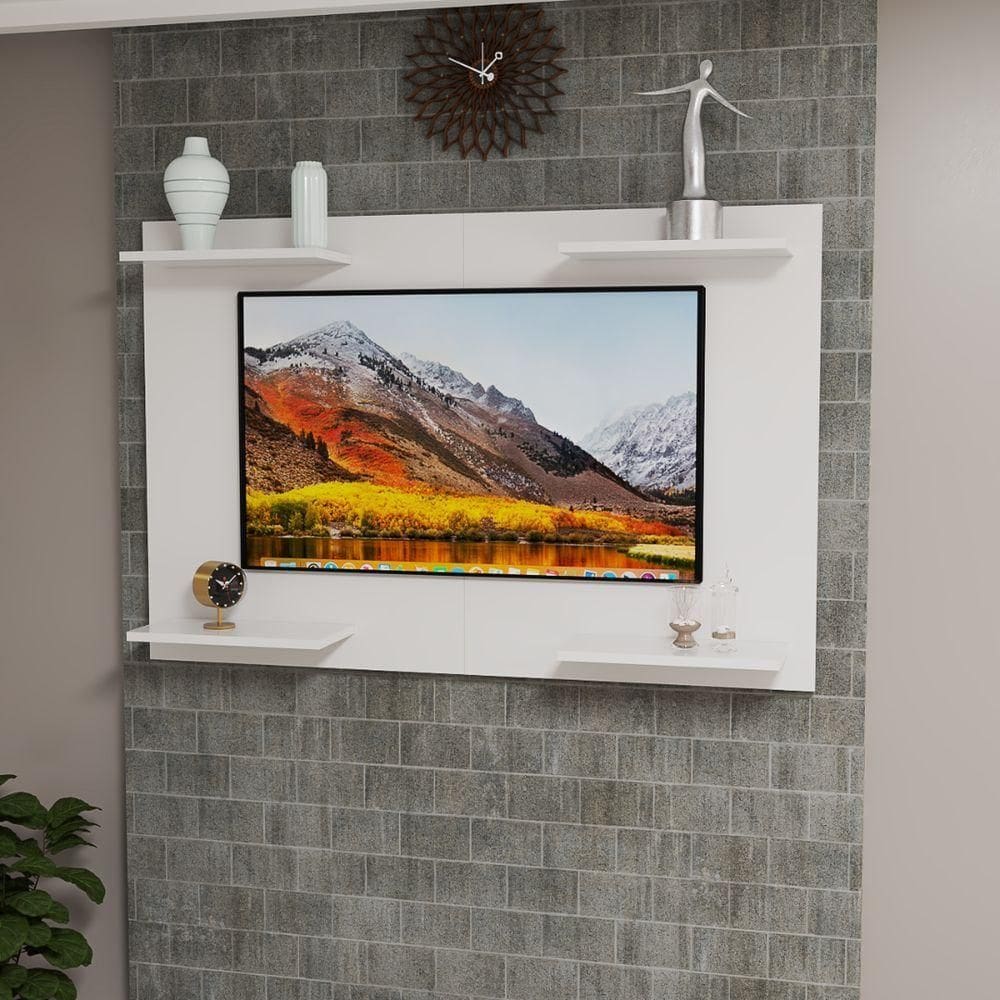 Painel Para TV Até 50 Pol Quartos E Salas Em MDF Branco