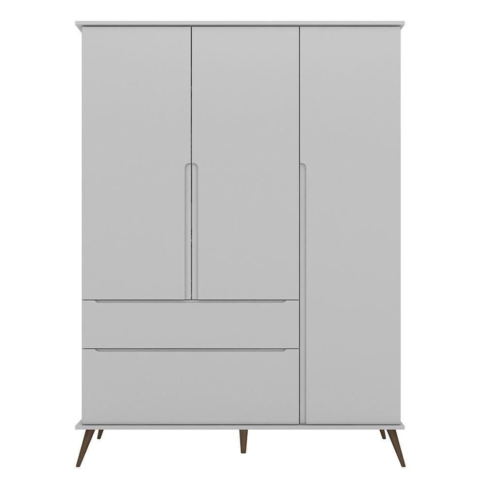 Guarda Roupa Infantil 100% Mdf 3 Portas Pés Retrô Melinda Cinza
