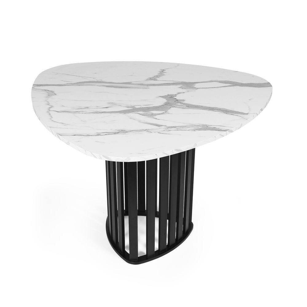 Mesa De Jantar Orgânica 4 Lugares 120x118cm Marmorizado/preto - Straub Web