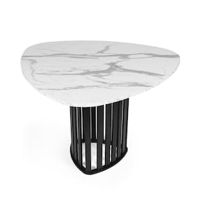 Mesa De Jantar Orgânica 4 Lugares 120x118cm Marmorizado/preto - Straub Web