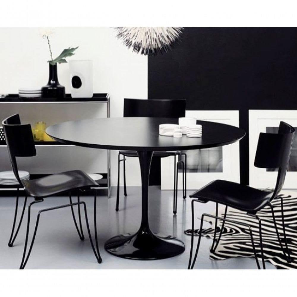 Mesa De Jantar Tulipa Redonda 100cm - Laqueada Preto