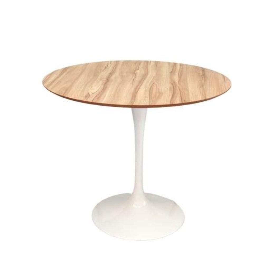 Mesa De Jantar Tulipa Redonda 110cm - Nogueira Branco