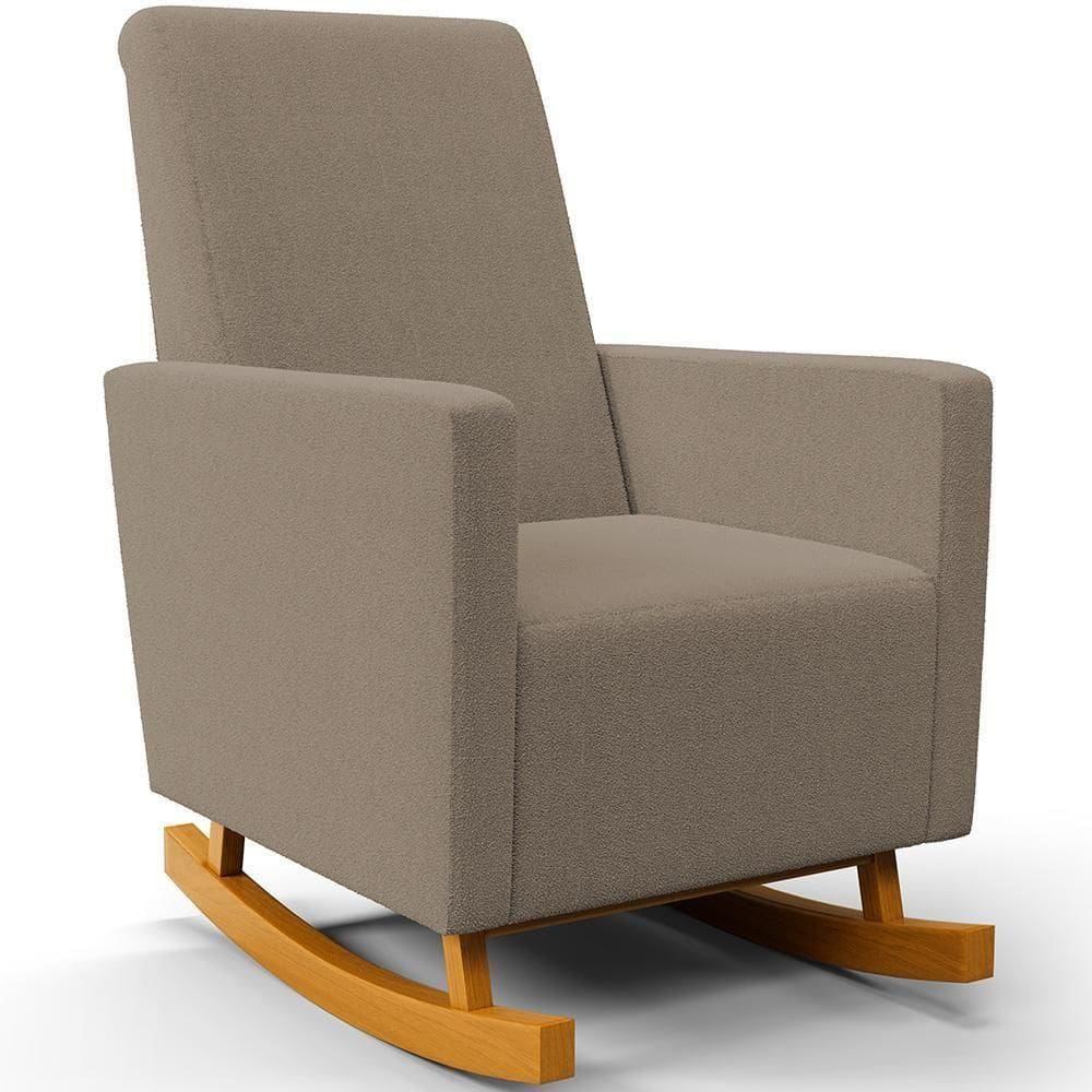 Poltrona De Amamentação Com Balanço Ravena W01 Bouclê Bege - Lyam Decor