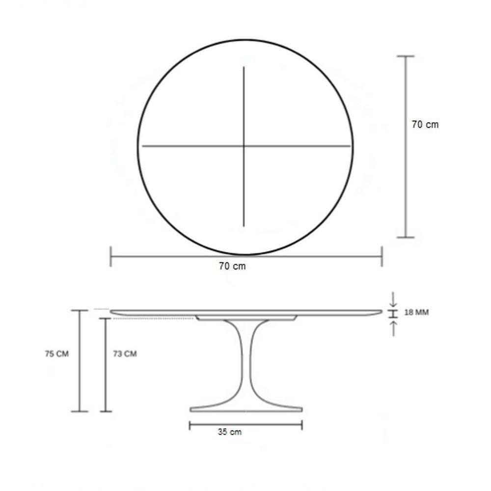 Mesa De Jantar Tulipa Redonda 70cm - Laqueada Branco