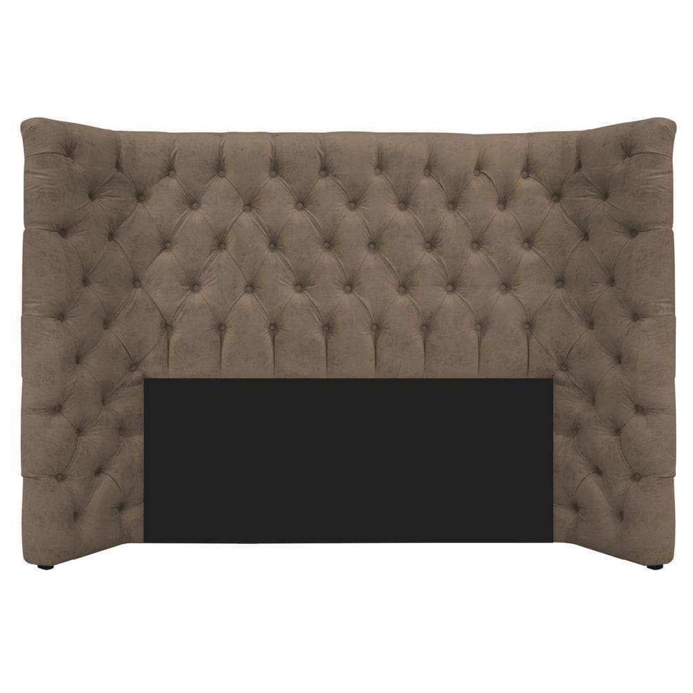 Cabeceira Casal Everest P02 140cm Para Cama Box Suede - Doce Sonho Móveis Marrom