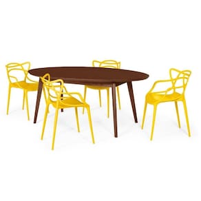 Conjunto Mesa De Jantar Oval 190Cm Com 4 Cadeiras