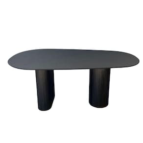 Mesa De Jantar Orgânica 160x90cm Com Duas Bases Cor ébanoo