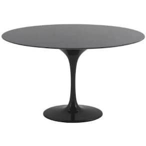 Mesa De Jantar Tulipa Saarinen Redonda 90 Cm + Vidro Temperado Laqueada Preto