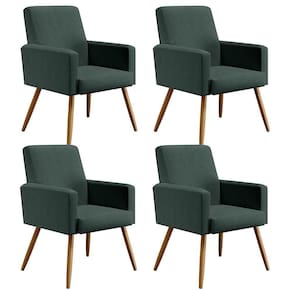 Kit 04 Poltronas Maria W01 Linho Verde Musgo