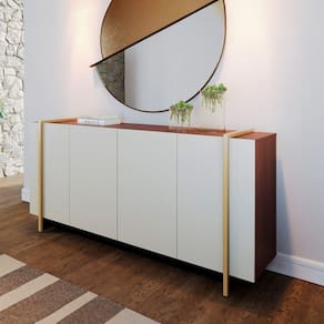 Buffet Aparador com 4 Portas 160x79cm Copacabana Colibri Off White Dourado