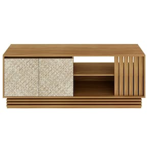 Rack 2 Portas Para Tv 64 Polegadas R1480 Natural Palha Tecno Mobili Natural Palha