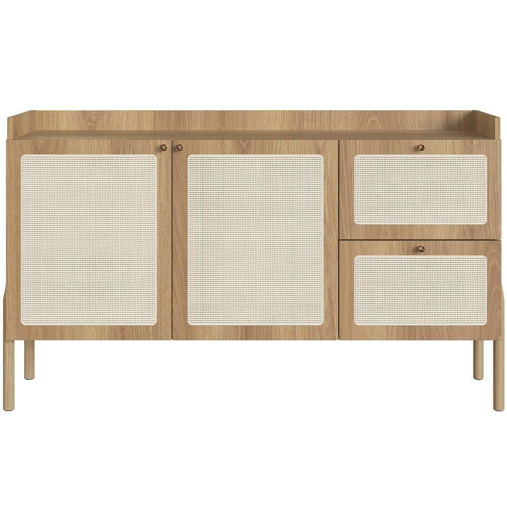 Aparador Buffet Para Sala De Jantar 139cm Pés Madeira Moss A03 Hanover Roble