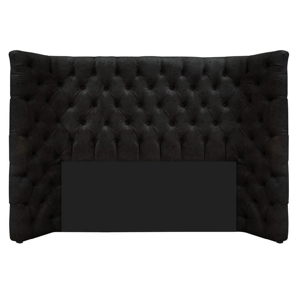 Cabeceira Casal Everest P02 140cm Para Cama Box Suede - Doce Sonho Móveis Preto