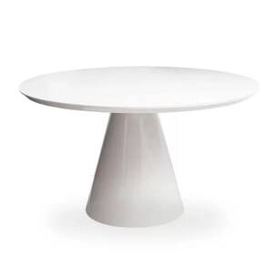 Mesa De Jantar Cone 60 Cm Tampo De Vidro Laca Branca Branco