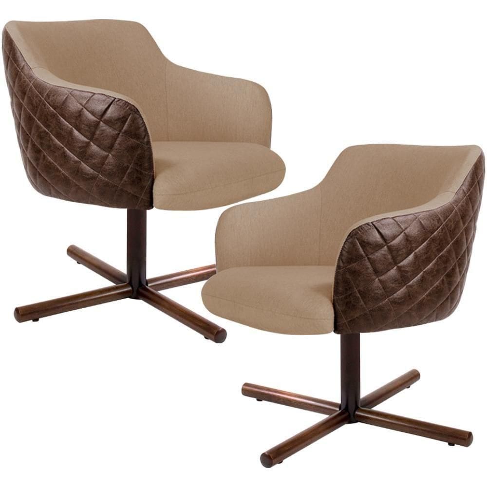 Kit 02 Poltronas Jade D02 Bege C-129 Marrom