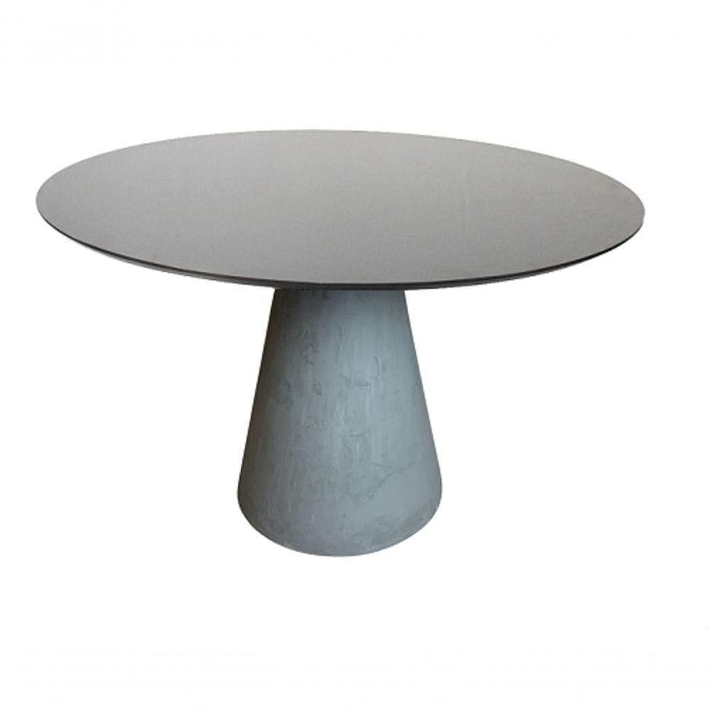 Mesa De Jantar Cone Concreto 130 Cm Tampo Laqueada Cor Preto
