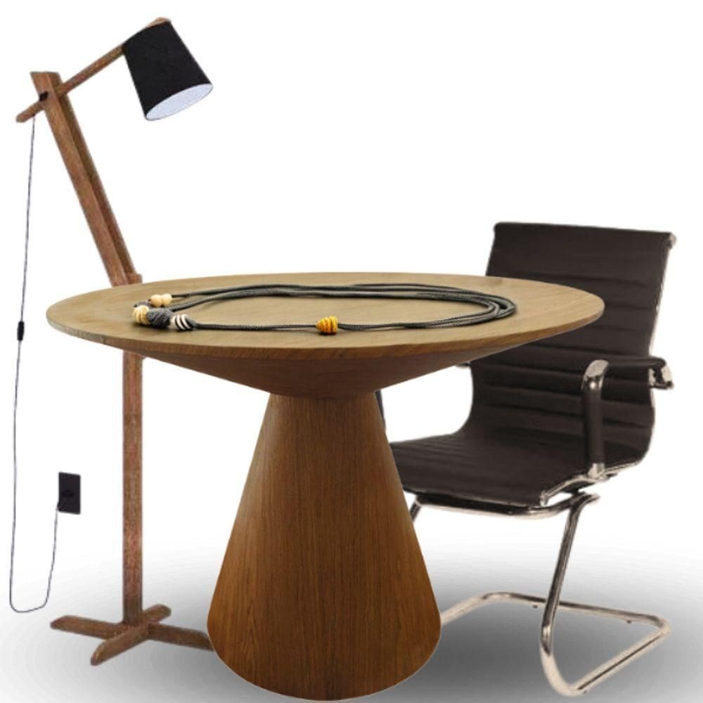 Mesa De Jantar Eclipse Cone Redonda 140cm Em Freijo