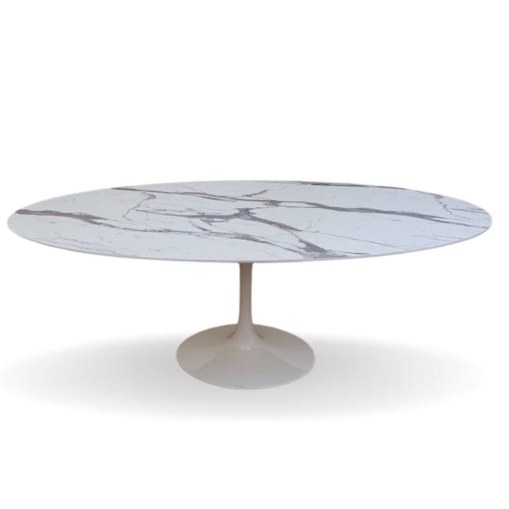 Mesa De Jantar Tulipa Saarinen Oval 2.44x1.37cm Testurizado Marmore
