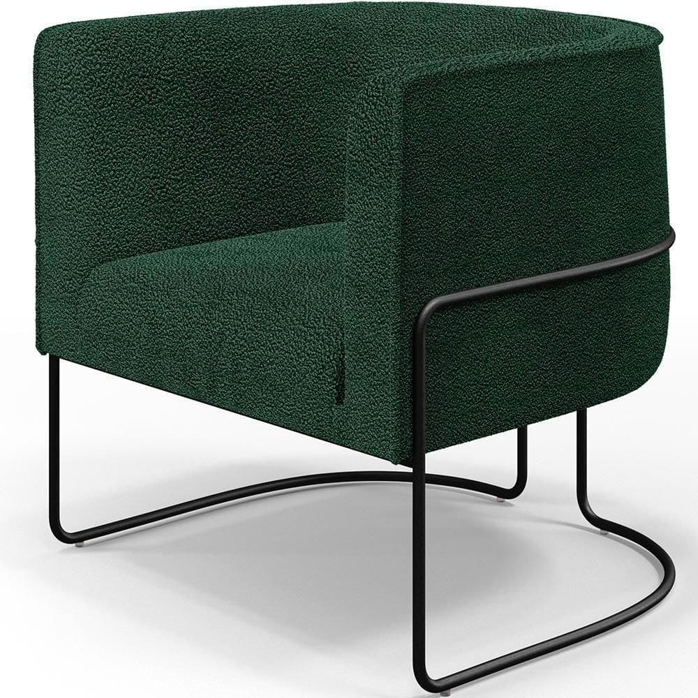 Poltrona Fixa Base Aço Preto Betina D02 Bouclê Verde