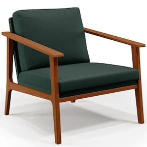 Poltrona Para Sala De Estar Petra B04 Linho Verde Musgo