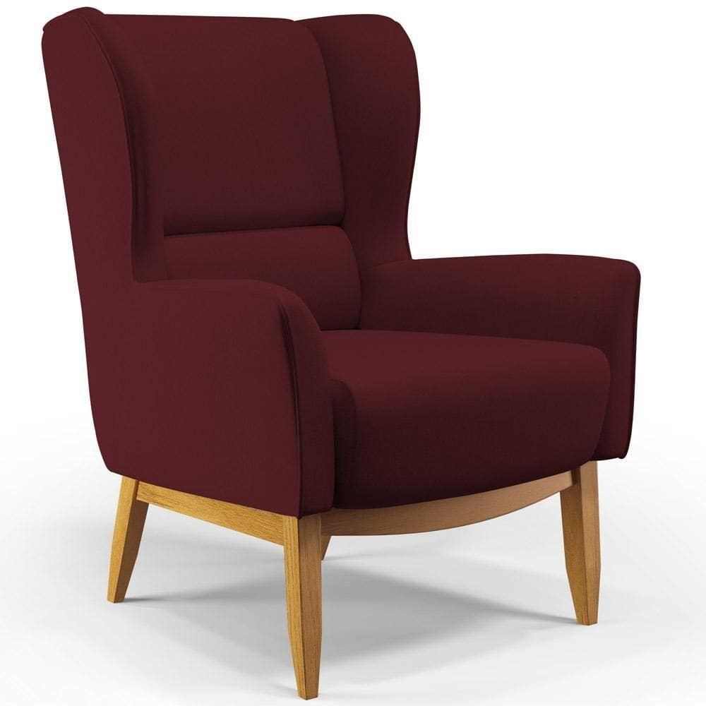 Poltrona Milena Base De Madeira Veludo Marsala C-278